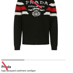 Prada Black and Red Cashmere Cardigan